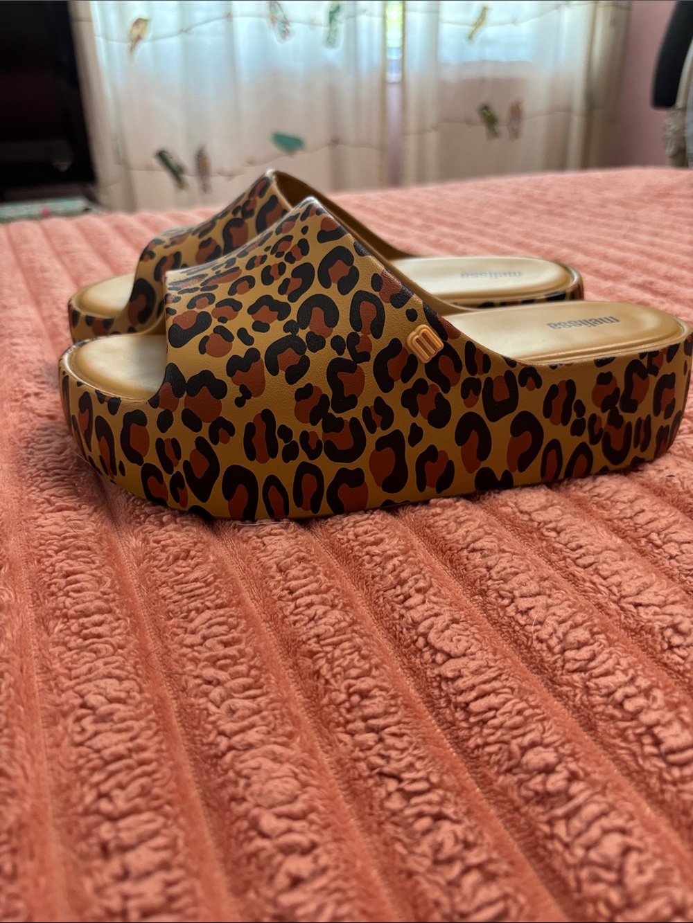 Melissa Leopard Print Platform Slides - Brown & Black